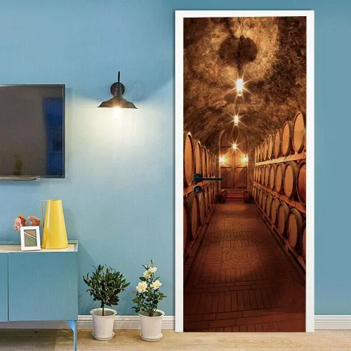 Miniatura 2 de Adhesivo 3D para puerta, mural para despegar y pegar, papel tapiz de bodega de vino, calcomanías autoadhesivas extraíbles de PVC, impermeable