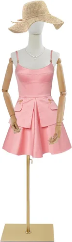 Torso de maniquí femenino, 55-80 pulgadas de altura ajustable, cuerpo de maniquí con soporte de metal para coser y exhibir tiendas, dorado