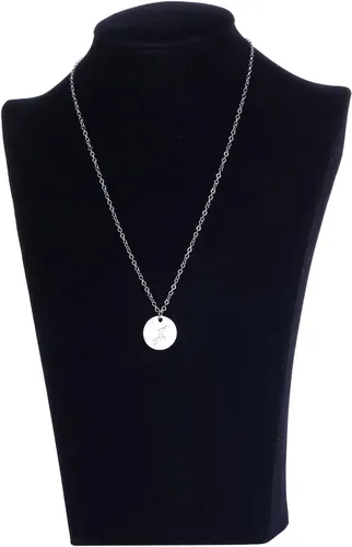 Miniatura 3 de AOLO Personalized Birthstone Initial A Necklace Engraved Disc Danity Pendant Necklaces Silver