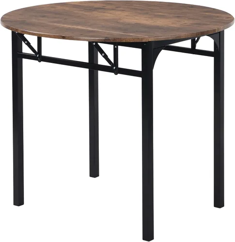 Miniatura 6 de P PURLOVE Juego de mesa de comedor redonda de 3 piezas, mesa de cocina y sillas de madera maciza, juego de 2 mesas de hojas caídas y 2 sillas
