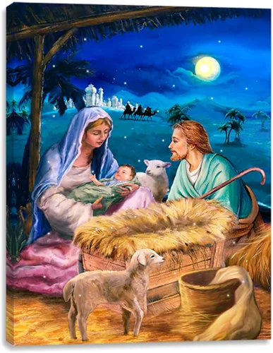 Miniatura 7 de alottagifts Impresión de Arte en Lienzo Iluminado de la Natividad para Pared 16" x 12" Con Temporizador Impresión de Arte en Lienzo LED para Pared
