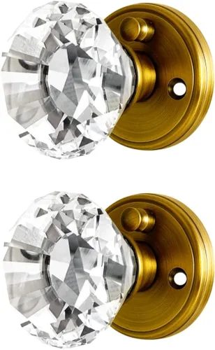 Miniatura 26 de Balin Designs - Perilla de puerta de cristal negro con cerradura, juego de perillas de puerta de vidrio para privacidad interior, manija decorativa
