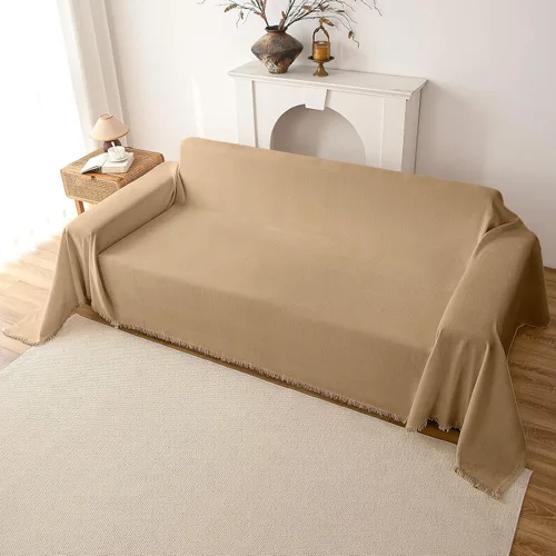 Miniatura 15 de Funda de felpilla para sofá, funda suave con borlas para sofá, funda de sofá para sofá de 2 puestos, funda de sofá, protector de muebles lavable