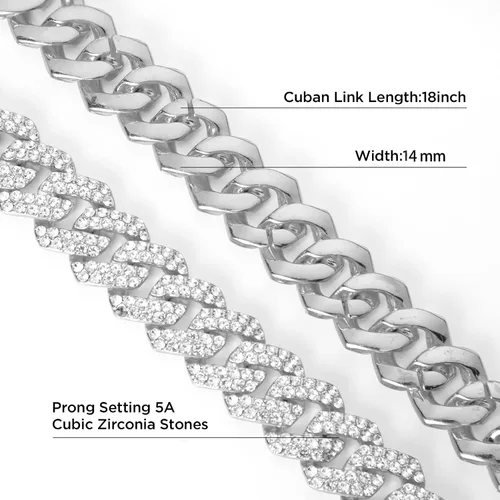 Miniatura 4 de nkjegol Cuban Chain Necklaces SilverGold Cuban Link Chains Mens Iced Out Miami Bling Diamond Hip Hop Jewelry for Women