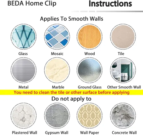 Miniatura 6 de Beda Home - Clips para cortina de ducha, 8 piezas de protección contra salpicaduras de ducha, clips de cortina de ducha autoadhesivos a prueba