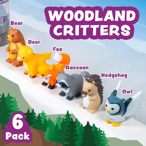 Miniatura 3 de Tub Works® Woodland Animals - Juguetes de baño herméticos para bebé, paquete de 6 unidades, sellados, sin agujeros, diseño de juguetes de baño que