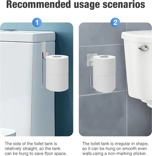 Miniatura 14 de Conworld Soporte de pared para almacenamiento de papel higiénico, dispensador portarrollos de papel higiénico sobre el tanque de reserva