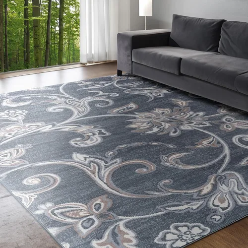 Miniatura 10 de Alfombra redonda moderna azul marino de 8 pies – Alfombra de área – Alfombra interior para sala de estar, comedor, alfombra de dormitorio, alfombra