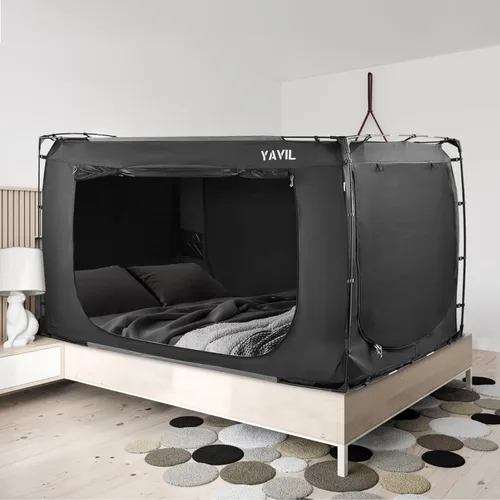YAVIL Tienda de Cama Dosel de Cama Tamaño Twin, Tiendas de Campaña Portátiles para Dormir, Tiendas de Campaña de Ensueño para Interiores para Niños
