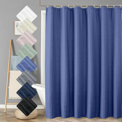 Miniatura 79 de Aiyufeng Moga - Cortina de ducha verde salvia, cortinas de ducha texturizadas en relieve 3D para baño, cortina de baño de tela de poliéster de lujo