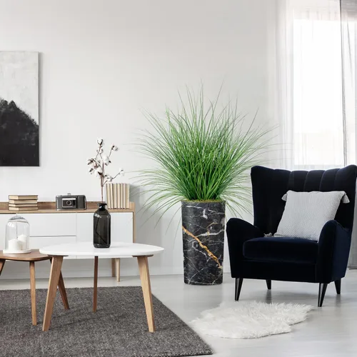 Miniatura 10 de Árbol artificial en macetero con efecto de granito moderno, palmera tropical areca artificial de seda para decoración del hogar en interiores