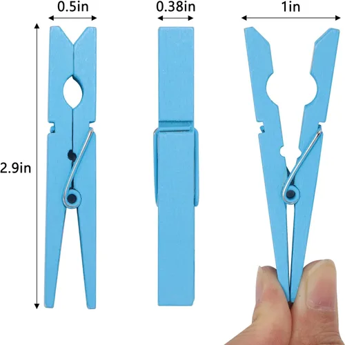Miniatura 7 de 100 pinzas de madera de colores, alfileres de ropa de 2.9 pulgadas para manualidades, clip de lavandería, 10 alfileres de animación