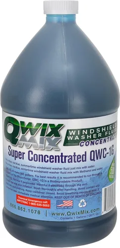Qwix Mix Líquido concentrado para lavaparabrisas de 1 galón, hace 500 galones, líquido biodegradable removedor de insectos, mugre y suciedad, Azul