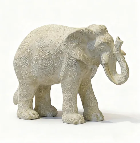 Guichifun Estatuas de Elefante Decorativas Figuras Coleccionables - Decoración de Elefante Bohemio de Resina Crema Hecho a Mano Trae Buena Suerte y