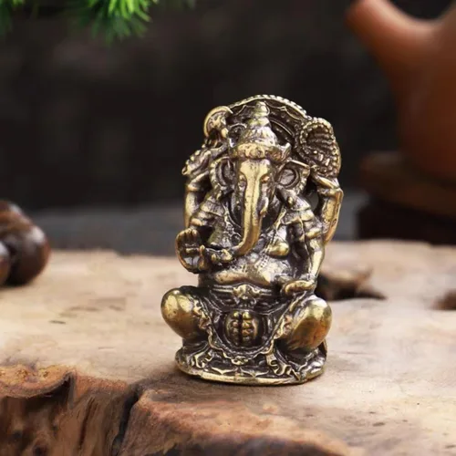 Miniatura 4 de Estatua de Ganesha de latón, estatua de Ganesha de latón, escultura de Dios de elefante hindú de 1.97 pulgadas, decoración y regalo de Diwali