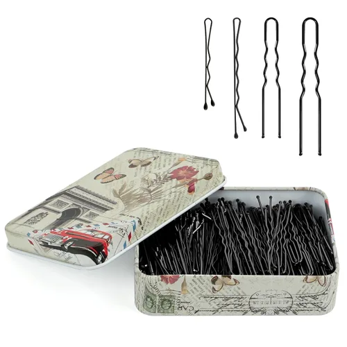 Miniatura 12 de MAORULU Horquillas Bobby con estuche lindo, 250 unidades de horquillas para moños, horquillas de alta calidad para niñas, chicas y mujeres, ideales