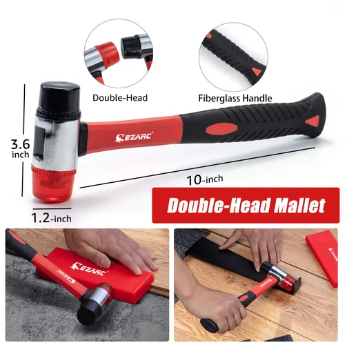 Miniatura 3 de EZARC Kit de instalación de pisos de madera laminada de 64 piezas con mazo reforzado de doble cara, barra de tracción resistente, bloque de roscado