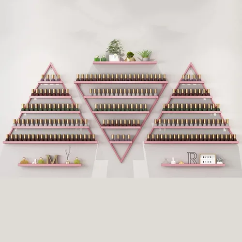 Miniatura 18 de Estante organizador de perfume montado en la pared, estante triangular de metal para esmalte de uñas, estante de exhibición de aceites esenciales