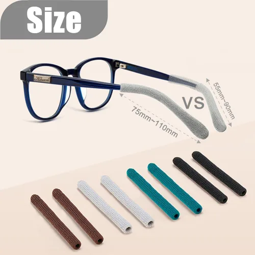 Miniatura 2 de 2 pares de agarraderas extendidas para orejas de anteojos, cojín de brazo de algodón de punto suave mejorado para anteojos detrás de la oreja
