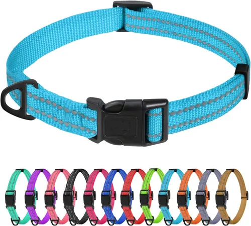 Miniatura 47 de TagME Collares de nailon reflectantes para perros, collar ajustable clásico para mascotas con hebilla de liberación rápida para perros pequeños
