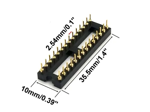 Chapado en oro 20 unids DIP-28 pines IC Round Hole Socket Adaptor 0.100 in Paso 7.6 Fila Paso 2 Fila 28 Pines Redondos Soldadura (DIP-28 pines)