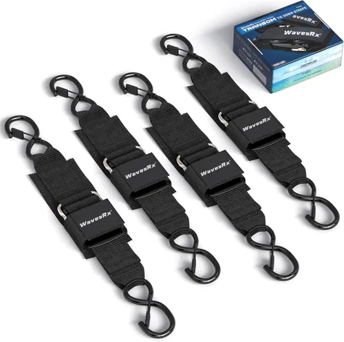 Miniatura 8 de WavesRx Correas de popa de remolque de barco y moto acuática de alta calidad - Correas marinas - Ajustable a través de hebilla de liberación rápida