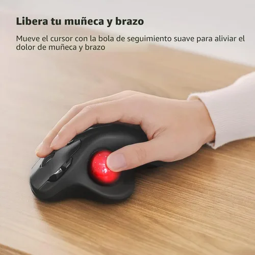 Miniatura 2 de Nulea Ratón Trackball Inalámbrico M501, Ergonómico Recargable, Control Fácil con el Pulgar, Seguimiento Preciso y Suave, Conexión de 3 Dispositivos