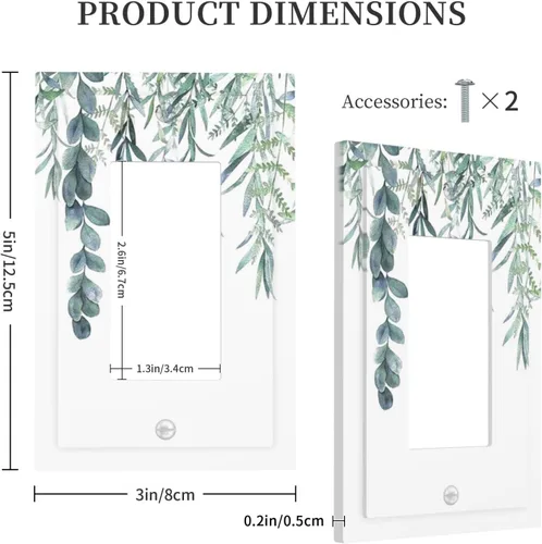 Miniatura 5 de Hojas de eucalipto, vegetación, flores de vid, sencillez, cubiertas decorativas de salida de 1 pandilla, placa de pared para interruptor de luz