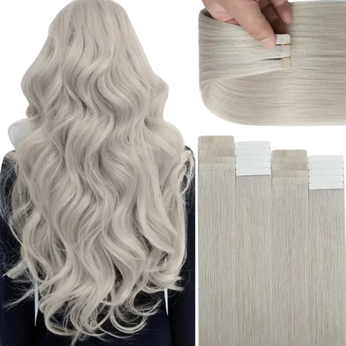 Miniatura 9 de Lacer Extensiones de cabello humano Remy con cinta, 20 piezas, 1.76 oz, extensiones de cabello humano con cinta color marrón chocolate a rubio