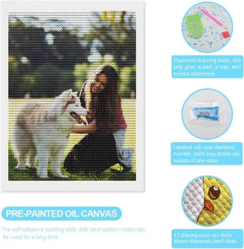 Miniatura 5 de Oznufi Kits de pintura de cuentas personalizadas para adultos, taladro completo, cuentas de fotos 5D personalizadas, imagen personalizada, regalos