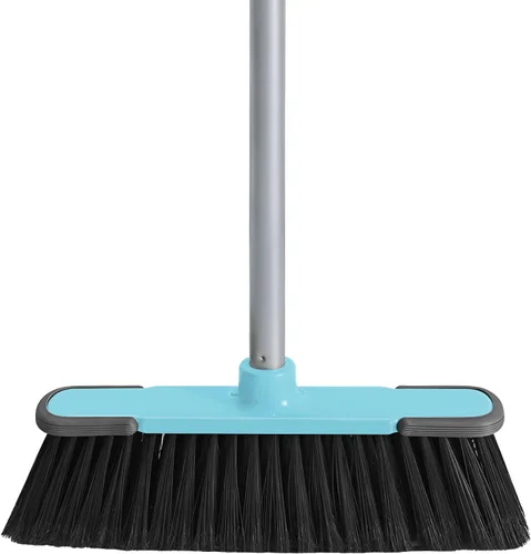 Escoba de interior azul de 54 pulgadas de largo para limpieza de pisos, escoba de barrido para cocina, garaje, vestíbulo, patio y jardín