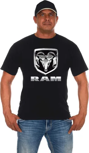 JH DESIGN GROUP Mens Dodge RAM Chrome Logo de manga corta camisetas negro gris colores