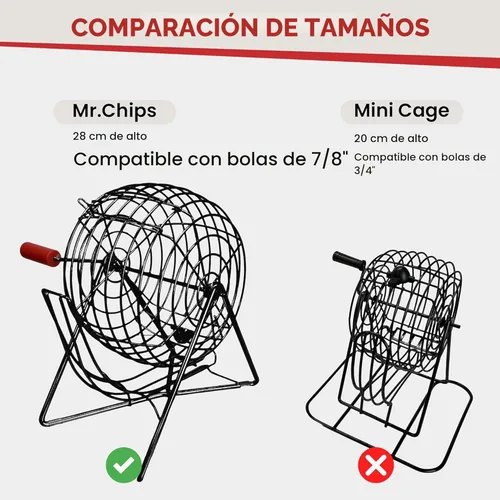 Miniatura 4 de MR CHIPS Juego de bingo profesional de 11 pulgadas de alto con jaula de acero, bolas eternas de 7/8 pulgadas, tablero maestro para bolas, color 3