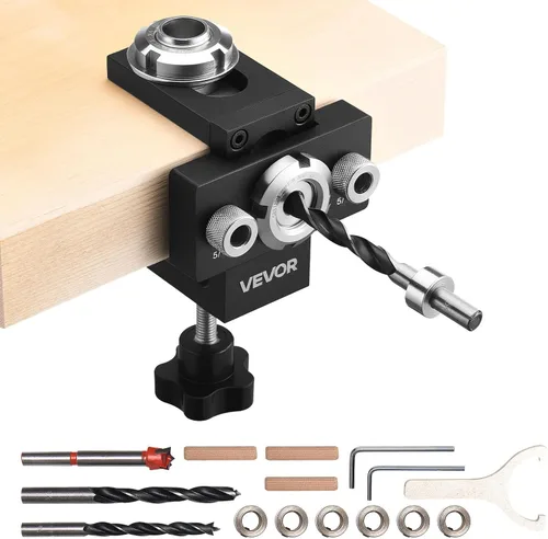 VEVOR Kit de plantilla de taco, plantilla de taco autocentrada para agujeros rectos, herramienta de juntas de carpintería de aleación de aluminio