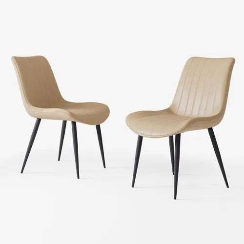 Miniatura 13 de Juego de 4 sillas de comedor tapizadas de piel sintética, modernas sillas de cocina y comedor con cómodos cojines y patas de metal negro, diseño