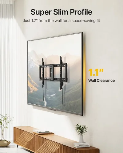 Miniatura 3 de monTEK Soporte de pared fijo resistente para televisores de 37 a 90 pulgadas, soporte ultra delgado de perfil bajo de 1.1 pulgadas, capacidad de 200