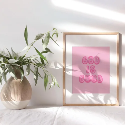Miniatura 9 de Decoración de pared cristiana preppy rosa - Decoración de pared estética de Dios es bueno para mujeres, mujer, niñas adolescentes - Regalos