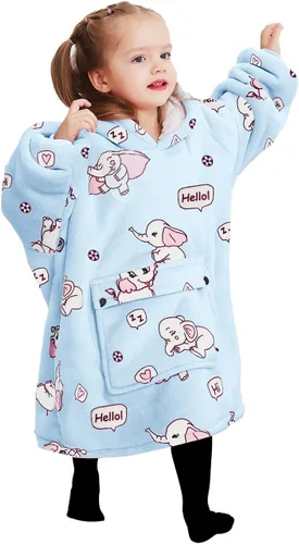 Miniatura 37 de KFUBUO Manta portátil con capucha de sherpa para niños, todos los patrones, sudadera de gran tamaño con bolsillo, regalos de cumpleaños para niñas