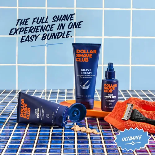 Miniatura 3 de Dollar Shave Club Ultimate Set 4 cartuchos de repuesto de afeitado extra apurado, 1 maquinilla, 1 exfoliante de preparación de 3 onzas, 1 crema