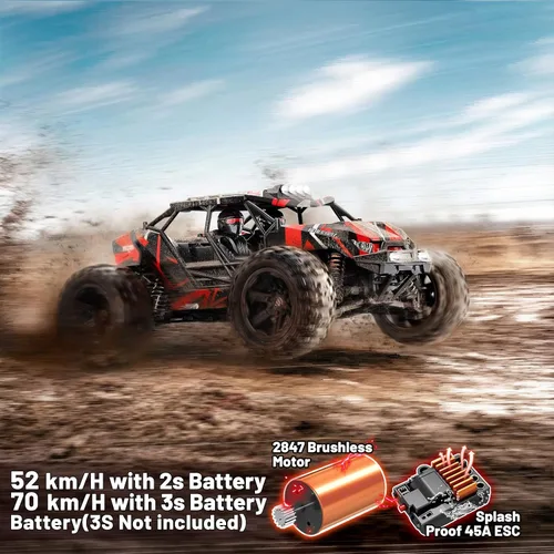 Miniatura 2 de Autos RC 1/14 sin escobillas para adultos y niños, marco completo de jaula enrollable, 4WD Fast Max 42 mph, camiones RC de control remoto