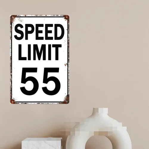 Miniatura 5 de Speed Limit - 55 letreros decorativos de metal de 8 x 12 pulgadas para tráfico, estilo retro, color 2