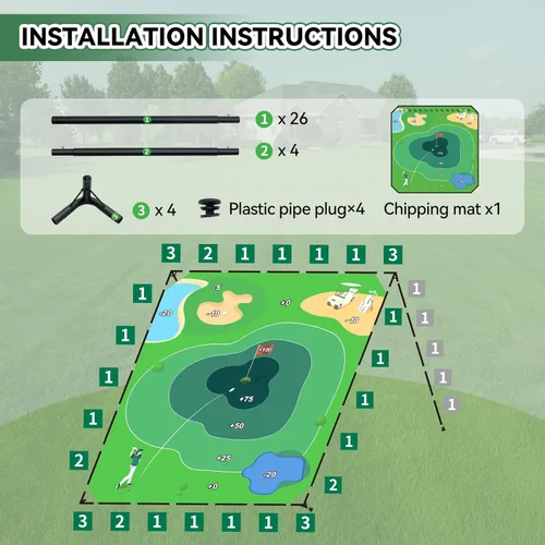 Miniatura 8 de Liberry Juego de astillado de golf con alfombrilla de astillado grande, 2 palos ajustables, 20 bolas adhesivas, juguete de entrenamiento deportivo