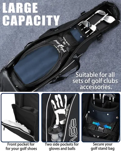 Miniatura 3 de Partage Bolsa de viaje de golf con ruedas, estuche de viaje de golf para aerolíneas, Oxford resistente 900D - Negro