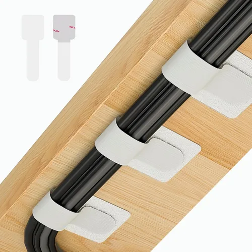 Miniatura 8 de Abnii 50 PIEZAS Abrazaderas de Cable con Gancho y Bucle, Gestión de Cables Bajo el Escritorio, Clips de Organización de Cables Autoadhesivos