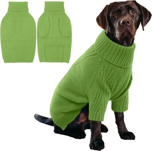 Miniatura 9 de IECOii Suéter extragrande para perro, suéteres térmicos cálidos para perros de raza gigante, ropa de punto, cuello alto de invierno, elástica