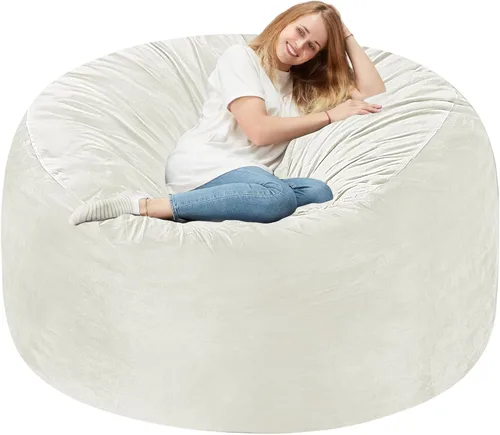 Miniatura 33 de Homguava - Sillón puff de 3 pies Sillón estilo puff grande de 3 pulgadas con relleno de espuma viscoelástica, sofá suave con funda de terciopelo