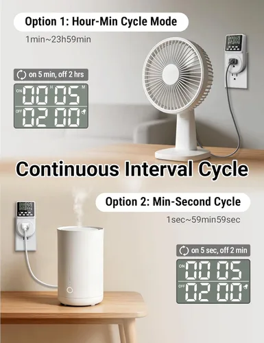 Miniatura 3 de Techbee Enchufe temporizador intermitente digital de ciclo de repetición infinita para toma de corriente, interruptor de alimentación programable