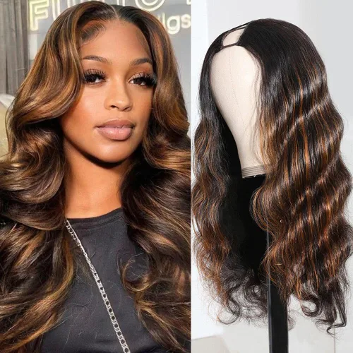 Miniatura 13 de Peluca de Cabello Humano con Parte en U, Cabello Ondulado con Cordón de Cierre, Densidad 180%, Peluca de Parte en U, Cabello Humano Virgen Brasileño
