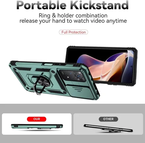 Miniatura 4 de Funda para Redmi Note 11 Pro 4G/5G/Redmi Note 11E Pro con protector de pantalla de vidrio templado y cubierta de cámara deslizante, soporte