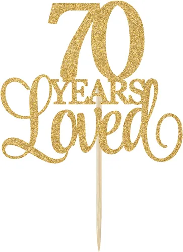 Miniatura 6 de Decoración para tartas de 70 años de amor, con texto en inglés "Cheers to 70 Years", decoración para tarta de cumpleaños de 70 años, 70 aniversario